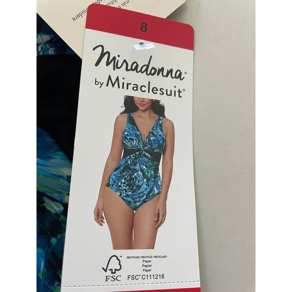 Miradonna by Miraclesuit One Piece Swimsuit Blue Sheer Bodice Size 8 1974174 NEW - Picture 5 of 7